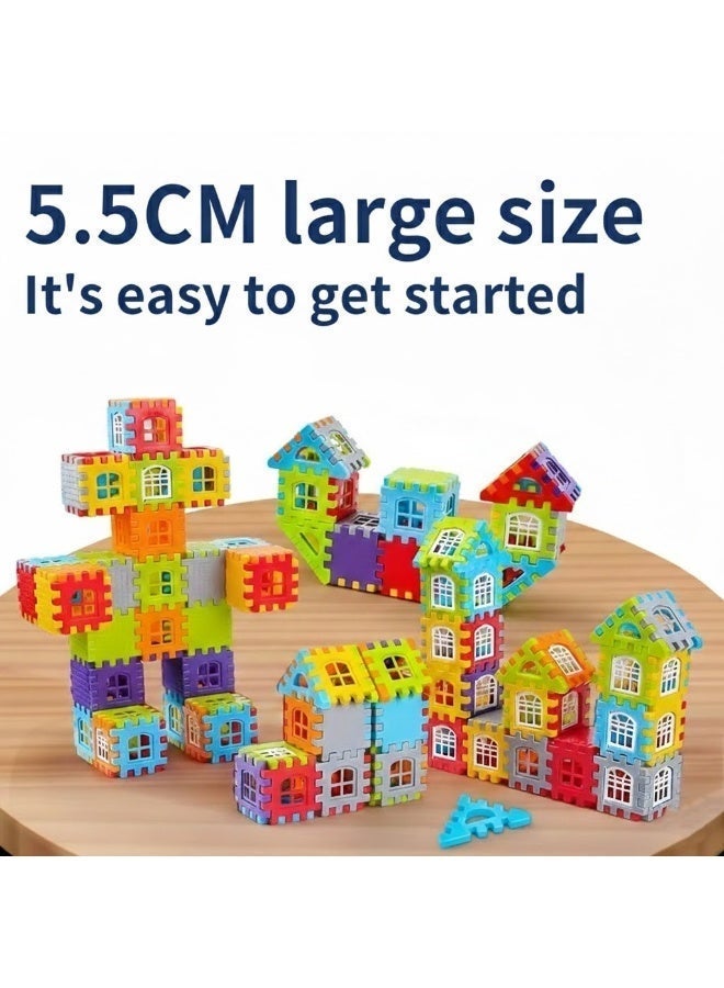 Build-A-Town 50-Piece Waffle Block Set – 3D Interlocking Building Tiles for Kids, STEM Educational Toy, Multicolor - Image 3
