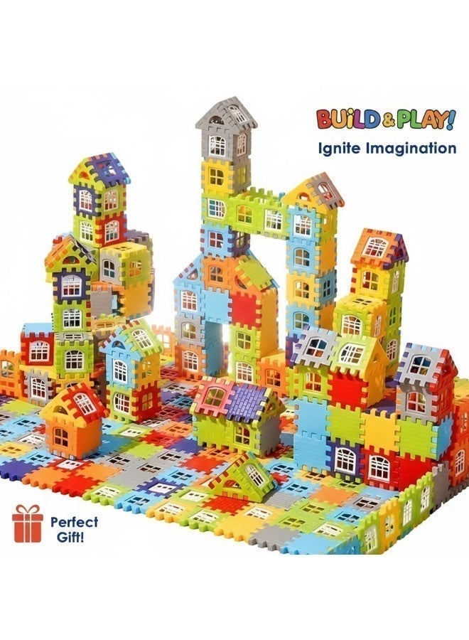 Build-A-Town 50-Piece Waffle Block Set – 3D Interlocking Building Tiles for Kids, STEM Educational Toy, Multicolor - Image 4