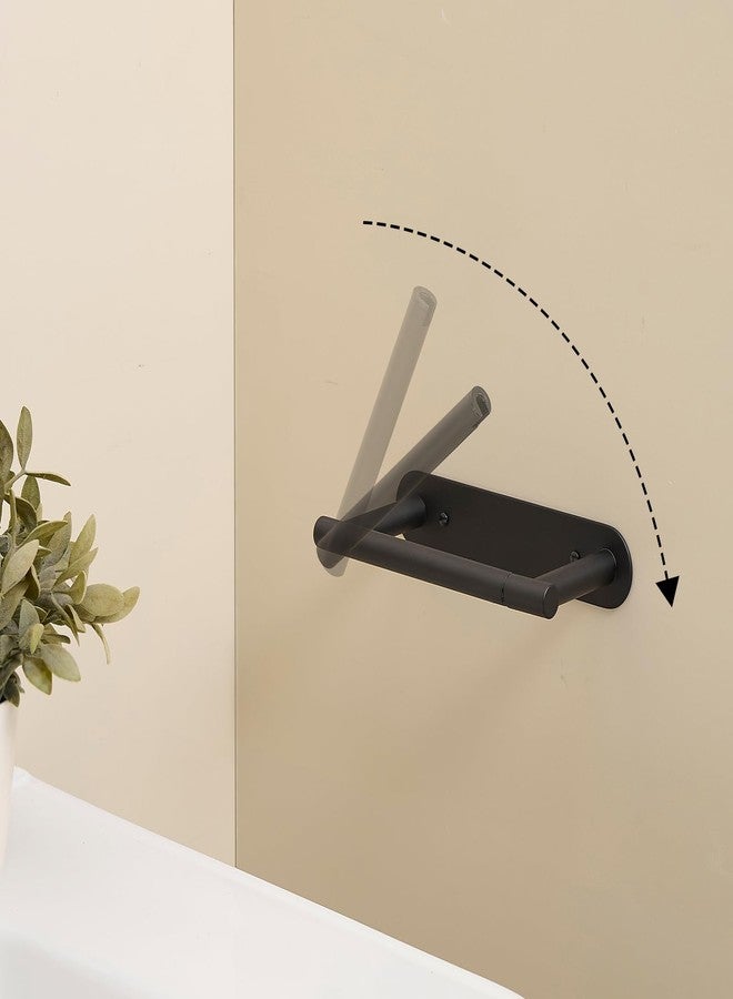 BESy حامل ورق تواليت BESy للحمام والمركبات الترفيهية، بمقبض مرن، قابل للتعديل والدوران، يُثبت ذاتيًا أو على الحائط بمسامير، مصنوع من الفولاذ المقاوم للصدأ باللون الأسود غير اللامع. - Image 3
