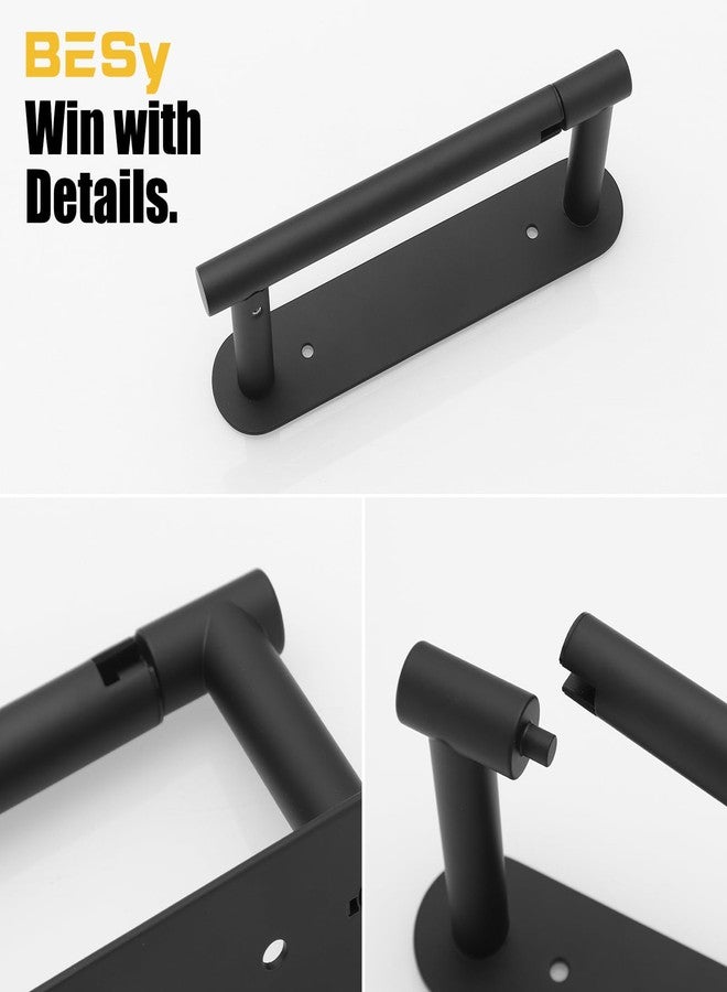 BESy حامل ورق تواليت BESy للحمام والمركبات الترفيهية، بمقبض مرن، قابل للتعديل والدوران، يُثبت ذاتيًا أو على الحائط بمسامير، مصنوع من الفولاذ المقاوم للصدأ باللون الأسود غير اللامع. - Image 4