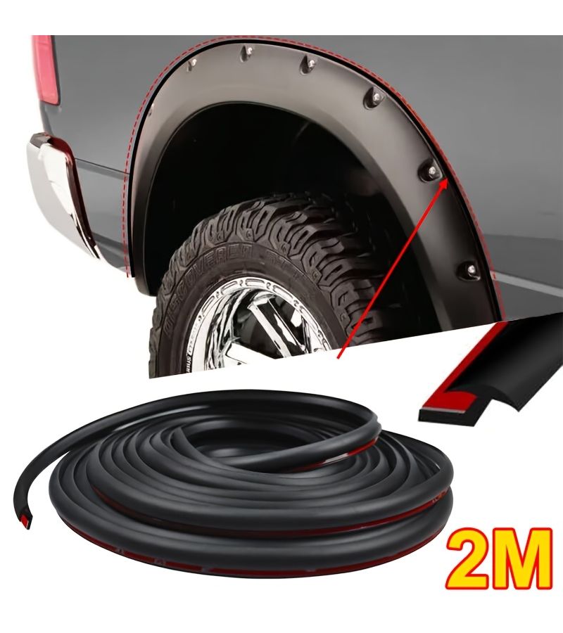 78.74inch Universal T-Style Fender Flare Rubber Seal Edge Trim for Car and Truck Wheel Wells with Automotive-Grade Adhesive Tape - Image 1