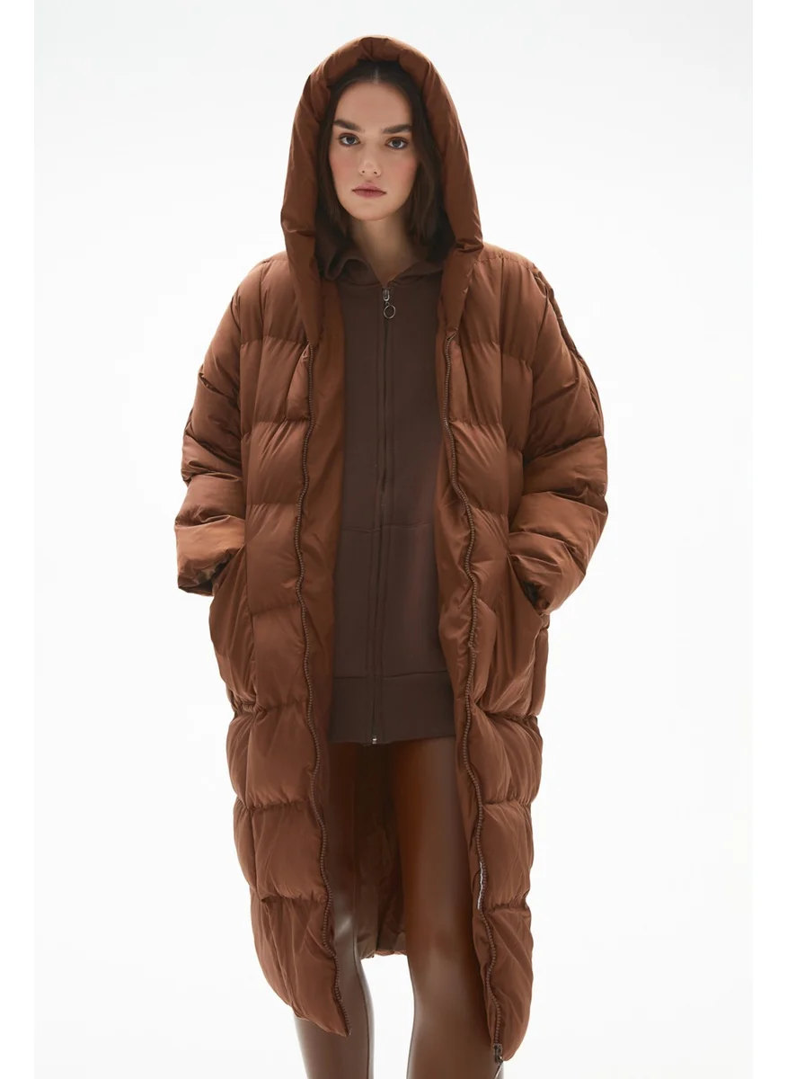 جون Loose Fit Hooded Inflatable Coat