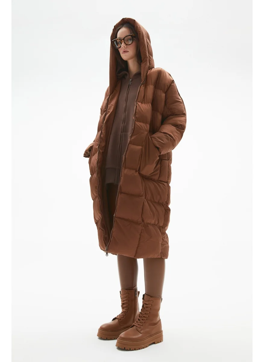 جون Loose Fit Hooded Inflatable Coat