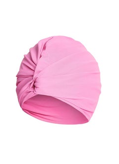 Factory wholesale pleated swimming cap with enlarged head circumference and long hair ear protection swimming hot spring womens twisted flower swimming cap selling well Pink