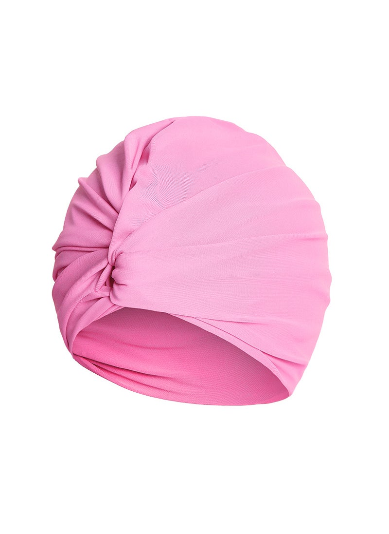 Generic - Factory wholesale pleated swimming cap with enlarged head circumference and long hair ear protection swimming hot spring womens twisted flower swimming cap selling well Pink - Image 1