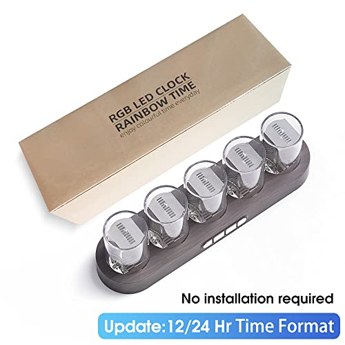 Cadmos Nixie Tube Clock.Glow Tubes Analog Clock.Creative Retro Digital Variable Color.Exquisite Desktop Decoration- Gift Idea-No Assembly Required (Imitation Wood Grain) - Image 4