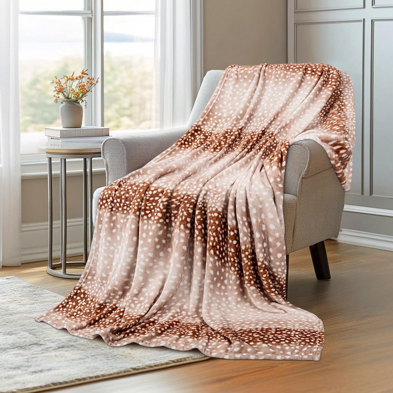 Macevia Flannel Fleece Animal Print Throw flant for Couch Cabin Decor Decord Deer Deer Hide Hide Cabin Through Super Super Fluffy Dark Dark Decor - Image 1