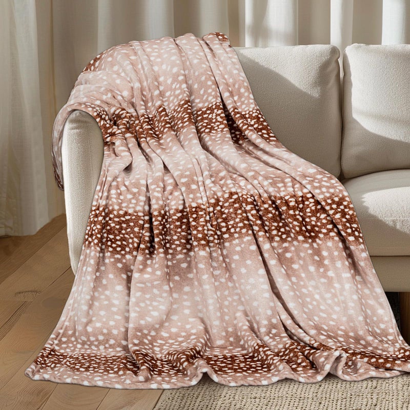 Macevia Flannel Fleece Animal Print Throw flant for Couch Cabin Decor Decord Deer Deer Hide Hide Cabin Through Super Super Fluffy Dark Dark Decor - Image 2