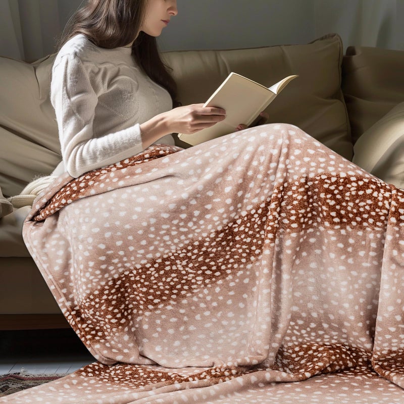 Macevia Flannel Fleece Animal Print Throw flant for Couch Cabin Decor Decord Deer Deer Hide Hide Cabin Through Super Super Fluffy Dark Dark Decor - Image 3