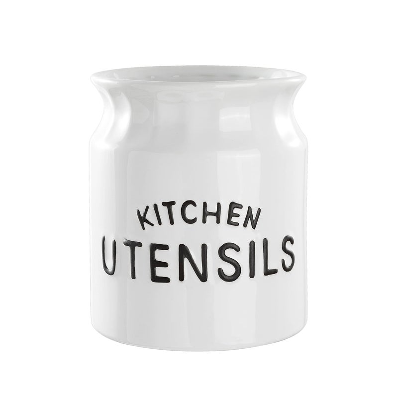 Karisky Utensil Holder, Ceramic Farmhouse Kitchen Utensil Holder for Kitchen Counter, 6.5" Large Cooking Utensil Crock for Countertop, White - Image 1