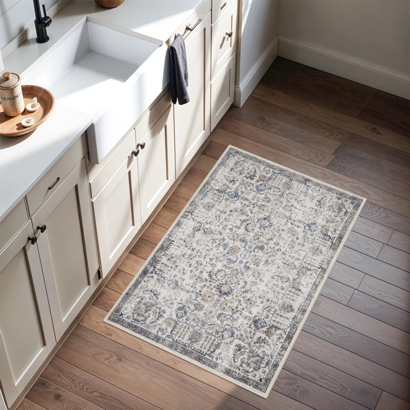 RUUGME Washable Runner Rug 2x3 - Vintage Kitchen Area Rug Stain Resistant Rugs for Living Room Bedroom Laundry Room Mat Distressed Rug Hallway Floor Carpet Runner for Bathroom 2'x3' Brown - Image 1