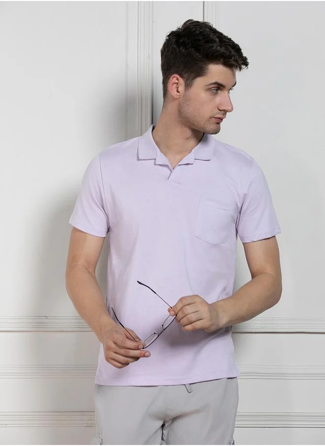 دينيس لينغو Regular Fit Solid Polo with Patch Pocket by Styli