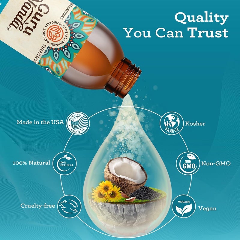 GuruNanda Original Oil Pulling with Tongue Scraper Alcohol Fluoriode Free Mouthwash for Teeth Gum Health Fresh Breath Unflavoured 250 ml - Image 4