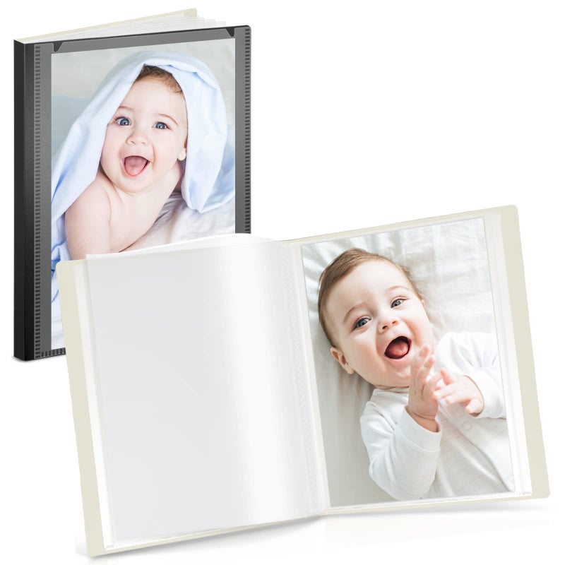 CRANBURY Small Photo Binder 4x6 (Black), 2-Pack 4 x 6 Photo Book, 24 Pockets Shows 48 Pictures, Mini Plastic Picture Album Presentation Binder with Customizable Cover - Image 1