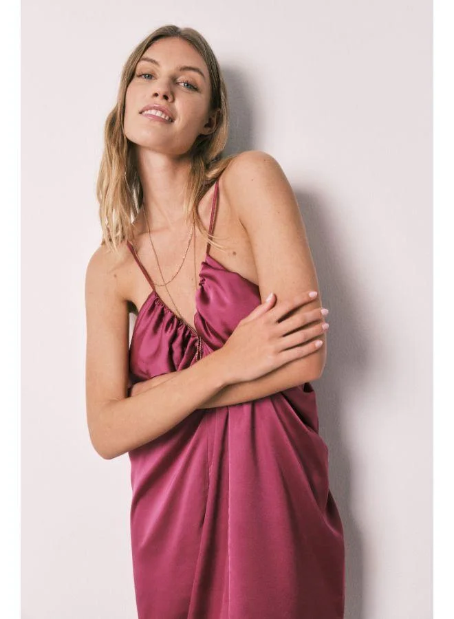women'secret Long nightgown with ruched straps