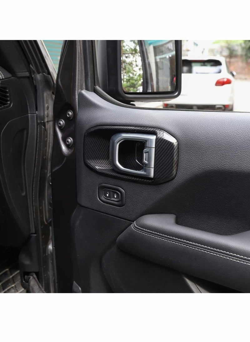 KASTWAVE Car Door Handle, Bowl Cover Decor, for Trim JL Accessories, for 2018-2020 Jeep Wrangler JL 4-Door (Carbon Fiber)  - Image 2