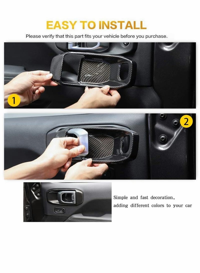 KASTWAVE Car Door Handle, Bowl Cover Decor, for Trim JL Accessories, for 2018-2020 Jeep Wrangler JL 4-Door (Carbon Fiber)  - Image 3