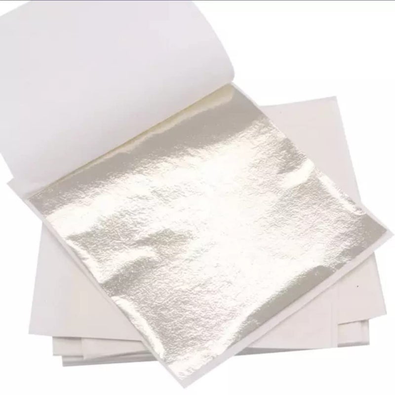 SUMERA WARQ Gold Foil Metallic Foil Paper Sheets Gilding Foil Imitation Leaf for DIY Art Crafts Furniture Decoration (Silver) - Image 3