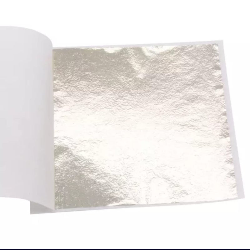 SUMERA WARQ Gold Foil Metallic Foil Paper Sheets Gilding Foil Imitation Leaf for DIY Art Crafts Furniture Decoration (Silver) - Image 1