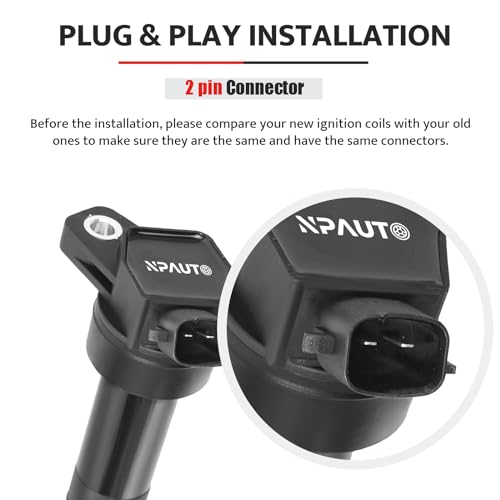 NPAUTO Ignition Coil Pack Compatible with L4 1.8 2.0 2011 2012 2013 2014 2015 2016 Hyundai Elantra, 2014-2016 Kia Forte, Kia Soul, 2014-2017 Elantra Tucson, UF651 27300-2e000 5c1861, Set of 4 - Image 5