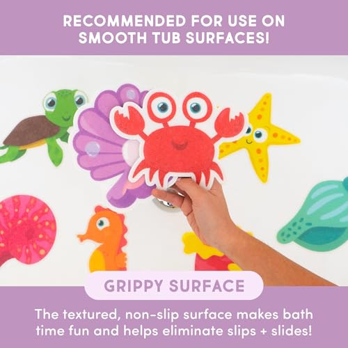 Glo Pals Glow-in-The-Dark Grips Bathtub Stickers for Kids – 8 Extra Large Non-Slip Bath Stickers & Fun Anti-Slip Tub Decals – Textured Bath Grips for Kids Bathroom Safety - Guppy - Image 5