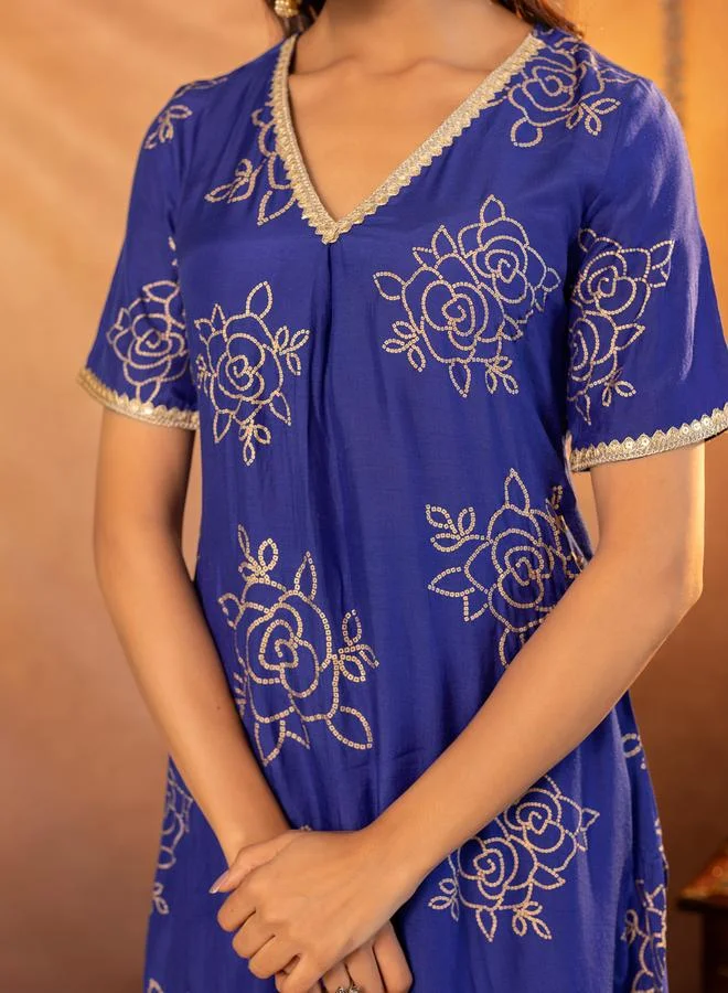 KASYA Muslin Gold Printed Kurta and Pants Co-Ords