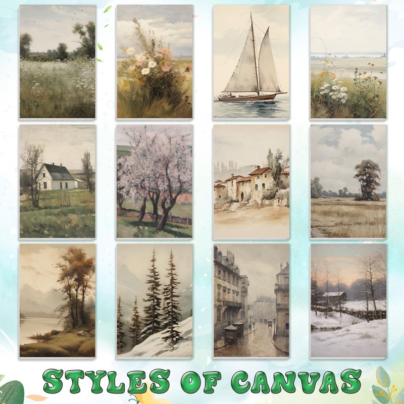 Nezyo 12 Sets Paint by Numbers 8 x 12 Inch for Adults Beginner with Wooden Frames Canvas DIY Acrylic Painting Kit Art Gift for Painting Party Sip and Paint Events for Home Decor(Vintage Countryside) - Image 3