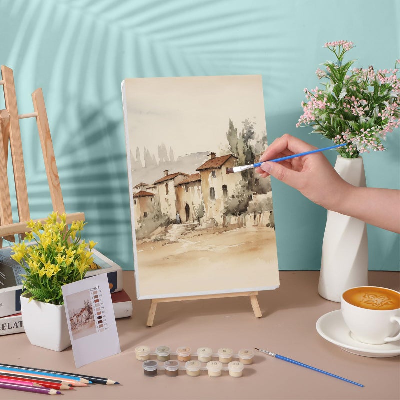 Nezyo 12 Sets Paint by Numbers 8 x 12 Inch for Adults Beginner with Wooden Frames Canvas DIY Acrylic Painting Kit Art Gift for Painting Party Sip and Paint Events for Home Decor(Vintage Countryside) - Image 2