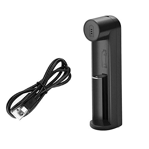 amiciSmart Smart Battery Charger for 21700 20700 26650 18650 18490 16340 14500 10400 Batteries, Single-Slot Universal Rechargeable Cell Charger with LED Indicator - Image 1