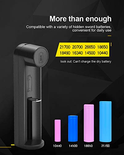 amiciSmart Smart Battery Charger for 21700 20700 26650 18650 18490 16340 14500 10400 Batteries, Single-Slot Universal Rechargeable Cell Charger with LED Indicator - Image 5