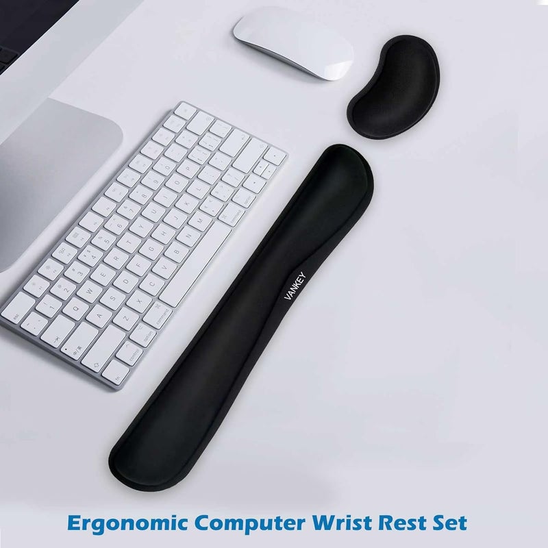 Vankey Keyboard Wrist Rest Pad and Mouse Silica Gel Wrist Rest Support with Memory Foam for Computer and Laptop - Image 2