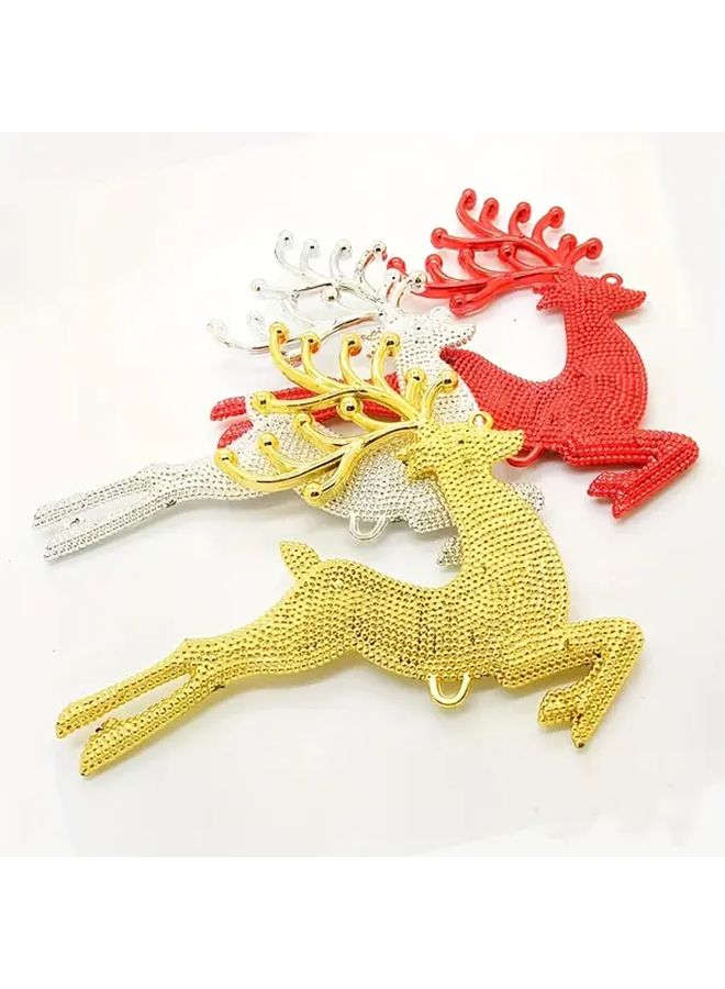 Golden Double Sided Flat Deer Ornaments Christmas Decorations With Reindeer Beads - Image 3