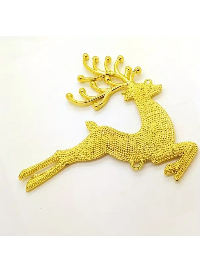 Golden Double Sided Flat Deer Ornaments Christmas Decorations With Reindeer Beads - Image 5