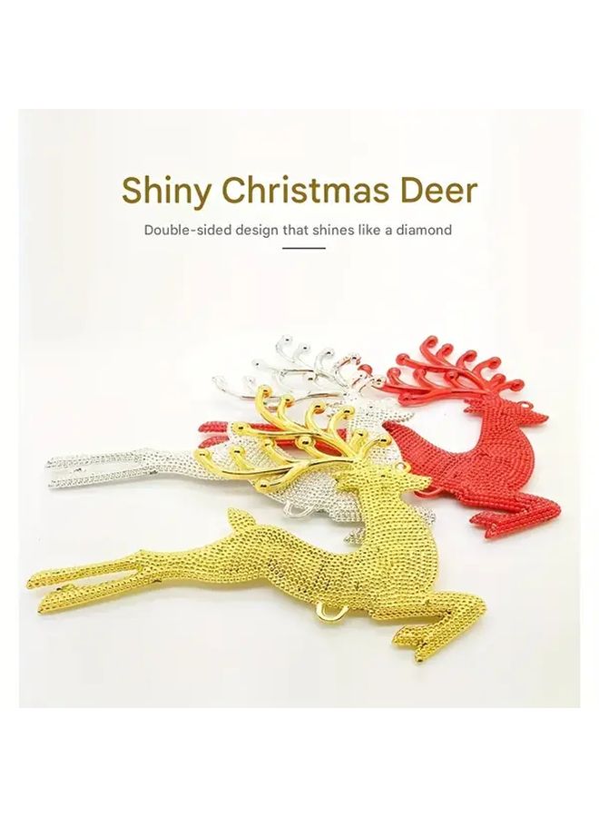 Golden Double Sided Flat Deer Ornaments Christmas Decorations With Reindeer Beads - Image 1