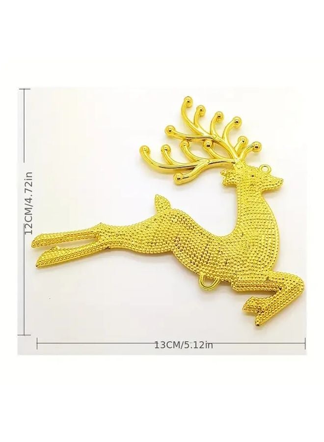Golden Double Sided Flat Deer Ornaments Christmas Decorations With Reindeer Beads - Image 2