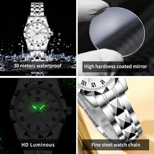 OPK Wacthes for Women Silver White Easy to Read Stainless Steel Ladies Watches for Female Small Watch Waterproof Luminous Day Date - Image 5