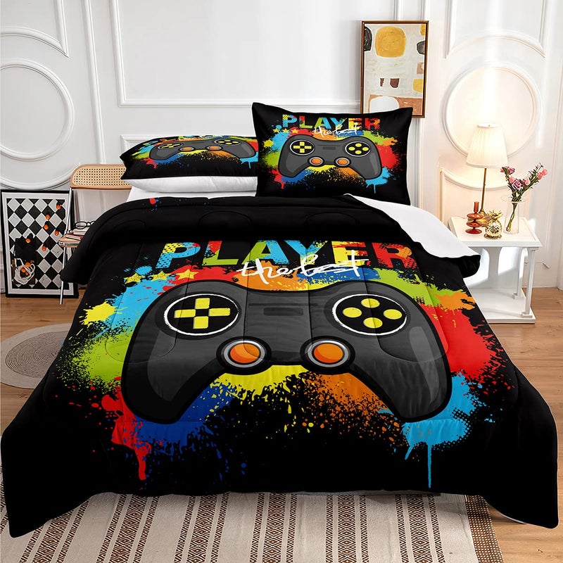 lris Bedding Gaming Comforter Set Full Size for Boys Kids Game Room Decor Video Game Gamer Comforter Teens Bedroom Gamepad Bedding Set All Season (A19  Full) - Image 2