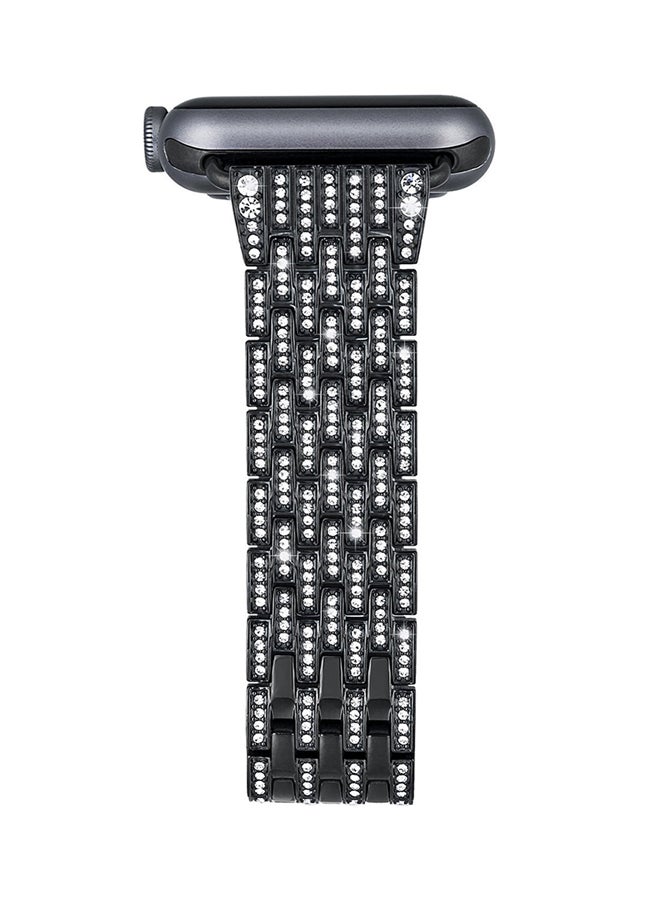 Stone Studded Replacement Band For Apple Watch Series 1/2/3 42mm Black - Image 1