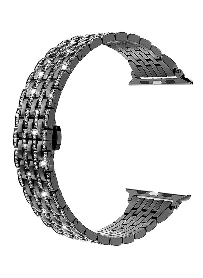 Stone Studded Replacement Band For Apple Watch Series 1/2/3 42mm Black - Image 2