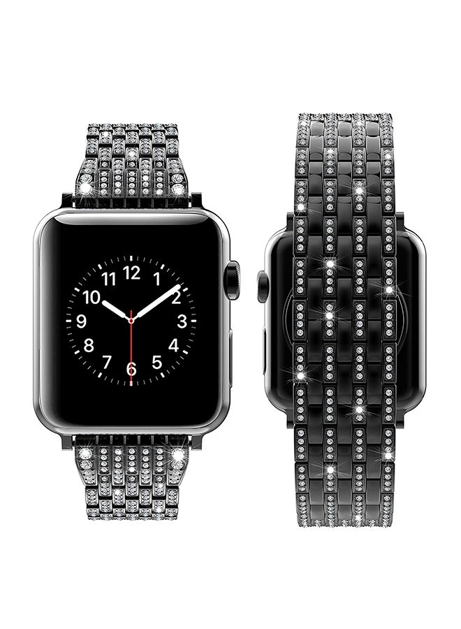 Stone Studded Replacement Band For Apple Watch Series 1/2/3 42mm Black - Image 3