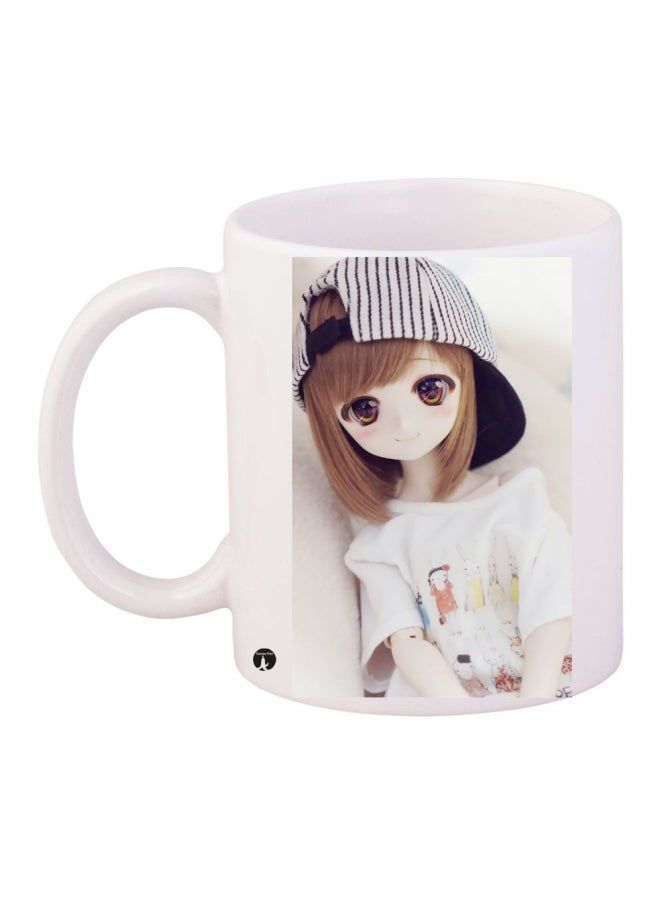 RKN Printed Ceramic Coffee Mug White/Beige/Brown - Image 1