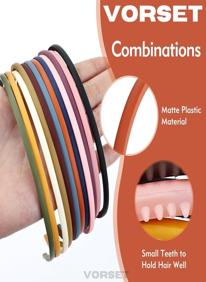 VORSET (4 Pcs) Headbands For Women Plastic Headband with Teeth Simple Head Bands Combing Hairbands Hair Accessories for Girls, Teens and Women 3 MM MATT HAIR BAND - Image 2