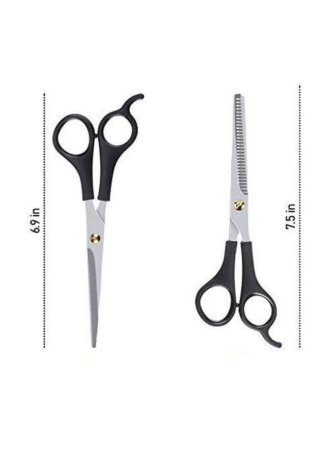 GutarGoo 5 Pcs Professional Hair Cutting Scissors Set; Thinning/Trimming Shears Sharp Barber Styling Scissorssalon Barber Folding Shaving Razor For Mengrooming Comb Hair Cutting Cape/Apron - Image 3