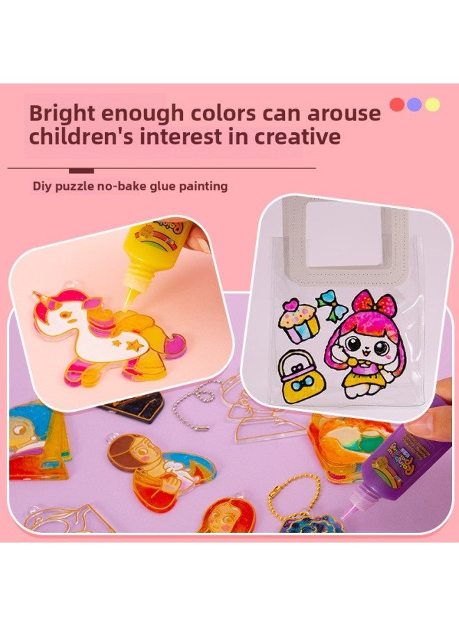 Handmade DIY Children's No-Bake Glue Painting Color Graffiti Doll Toy Small Ling Interactive Parent-Child Coordination Skills-Color:Lunburg Painting-Xiao Ling Medal Creative Suit 77017 - Image 3
