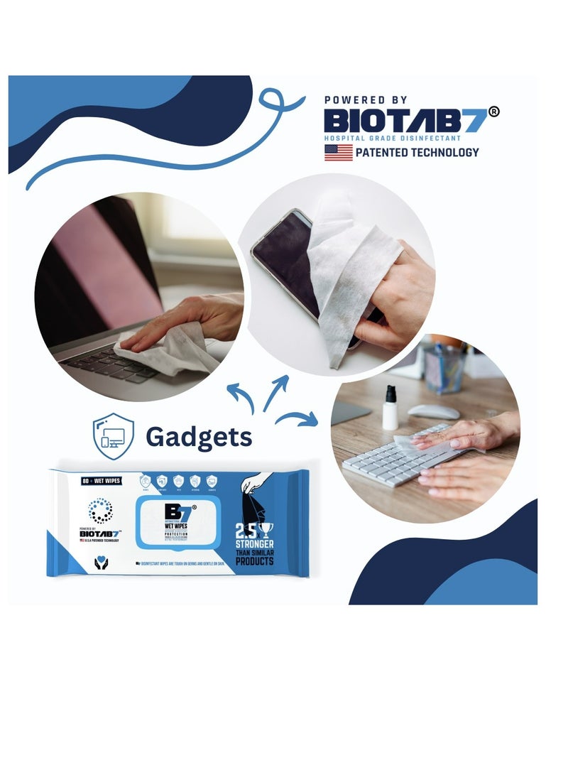 Generic B7® Pack Of 3 (80×3) Antibacterial Wipes for Kids, Skin, Pets, Personal Hygiene, Surface, and Devices. Pure Water-Based  Kills 99.999% of Germs in 60 Seconds.  - Image 4