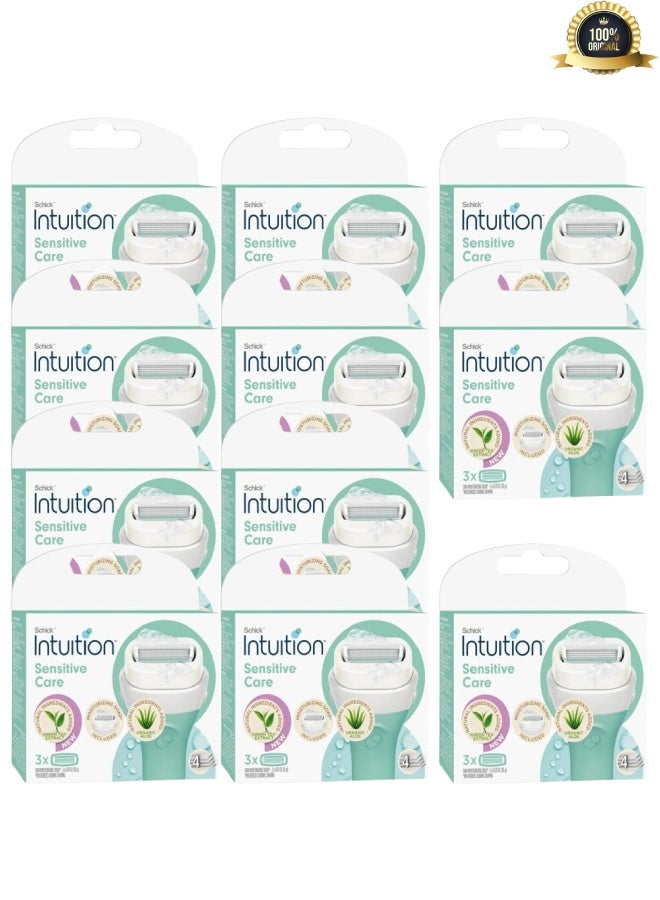 Intuition 11 Pieces 3-Piece Intuition Sensitive Care Moisturizing Razor Blade Refills Multicolour 10grams - Image 1
