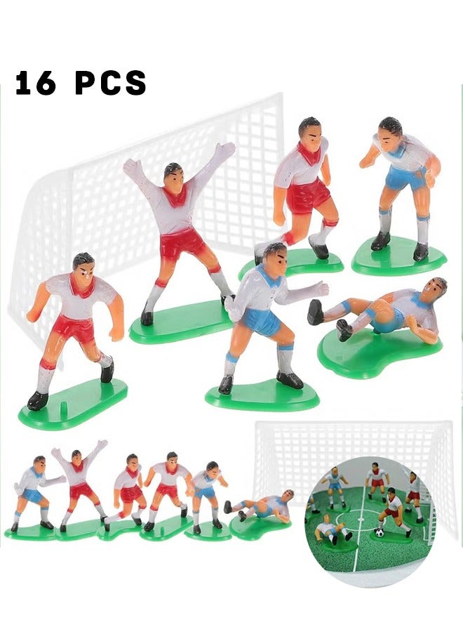 الضفدع الحقيقي أغطية كعكة كرة القدم - 16 قطعة من لاعبي كرة القدم المصغرة وتماثيل المناظر الطبيعية الصغيرة للحفلات وأعياد ميلاد الأولاد ومستلزمات الحفلات الرياضية - Image 2