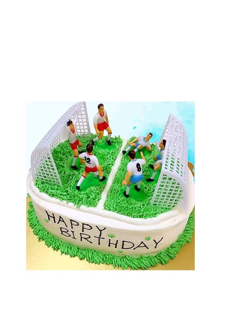 الضفدع الحقيقي أغطية كعكة كرة القدم - 16 قطعة من لاعبي كرة القدم المصغرة وتماثيل المناظر الطبيعية الصغيرة للحفلات وأعياد ميلاد الأولاد ومستلزمات الحفلات الرياضية - Image 3