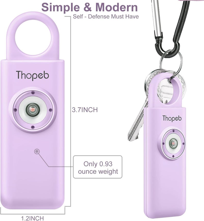 Thopeb –The Original Personal Safety Alarm for Women Self Defense – Elders & Kids Self Defense Keychain Siren – 135dB Loud Siren Bird Sound – Cute Key Chains Protection (Purple) - Image 3