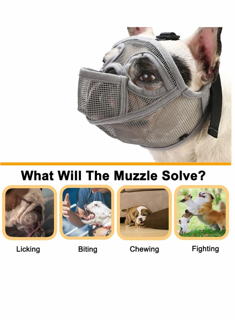 SYOSI - French Bulldog Muzzle Short Snout Dog for English Adjustable Breathable Mesh with Tongue Out Design Flat Face Biting Chewing Groomin, Size: S - Image 1